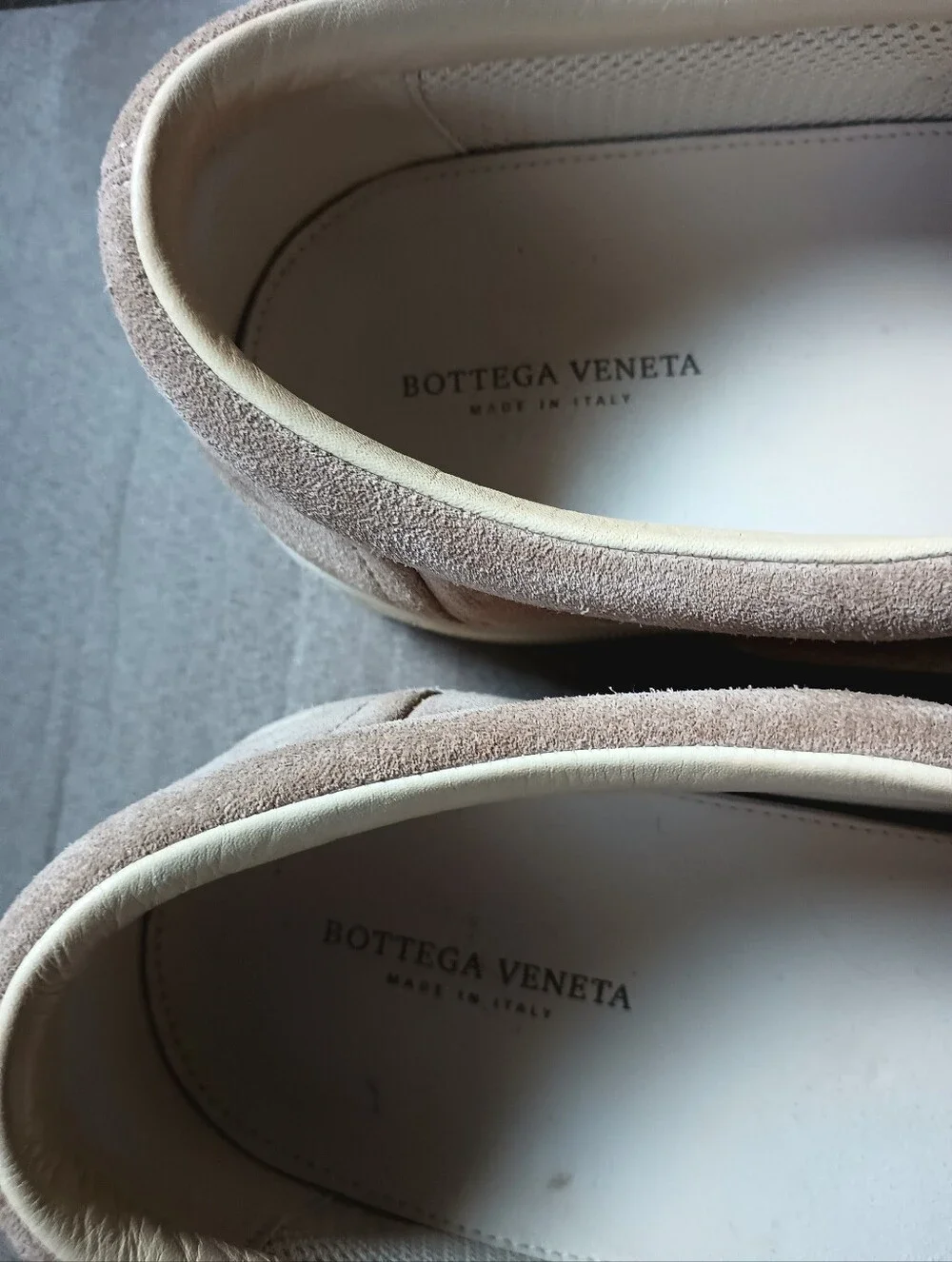 Bottega Veneta Beige Intrecciato Suede Mens Slip on Sneakers Size 42